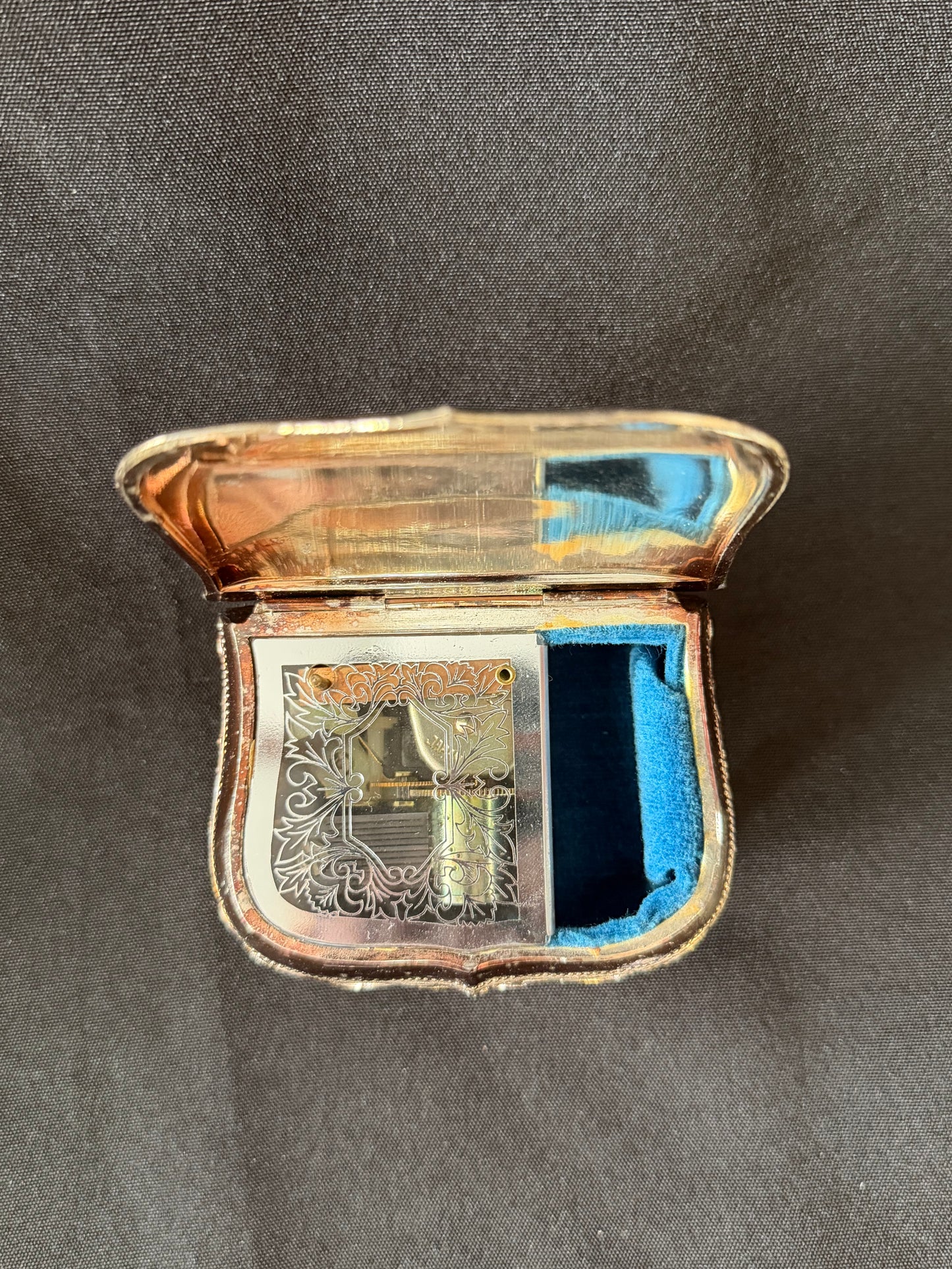 Silver Ornate Jewelry Trinket Wind-up Music Box - Working