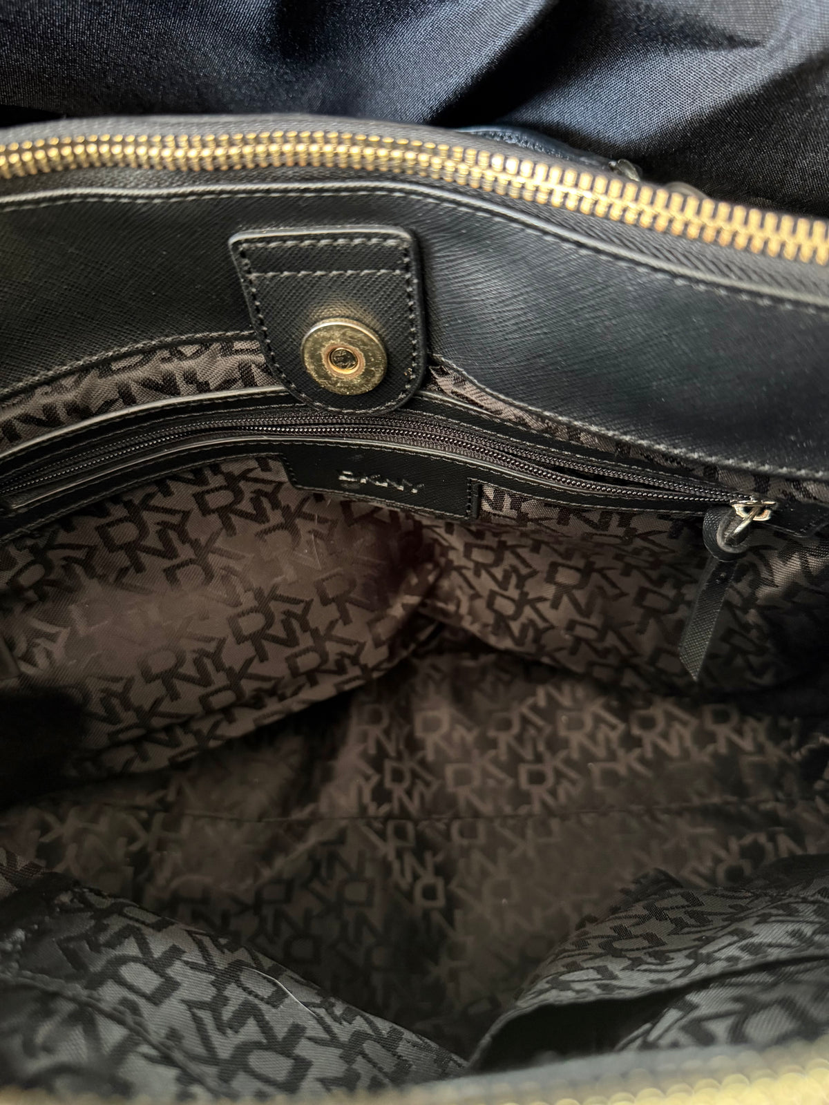 DKNY — Soft Black Leather Satchel, Double Zipper