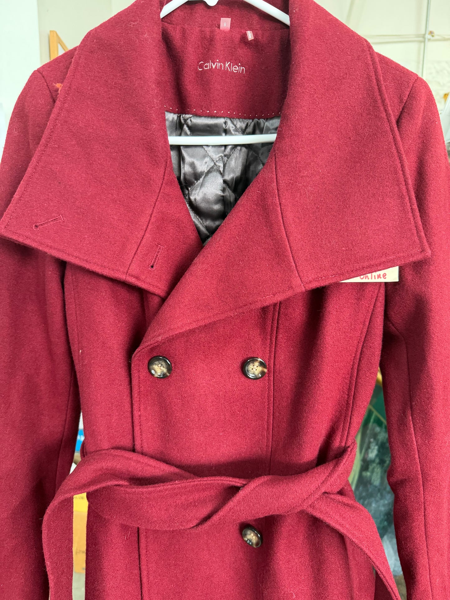 Red Wool Calvin Klein Coat Jacket
