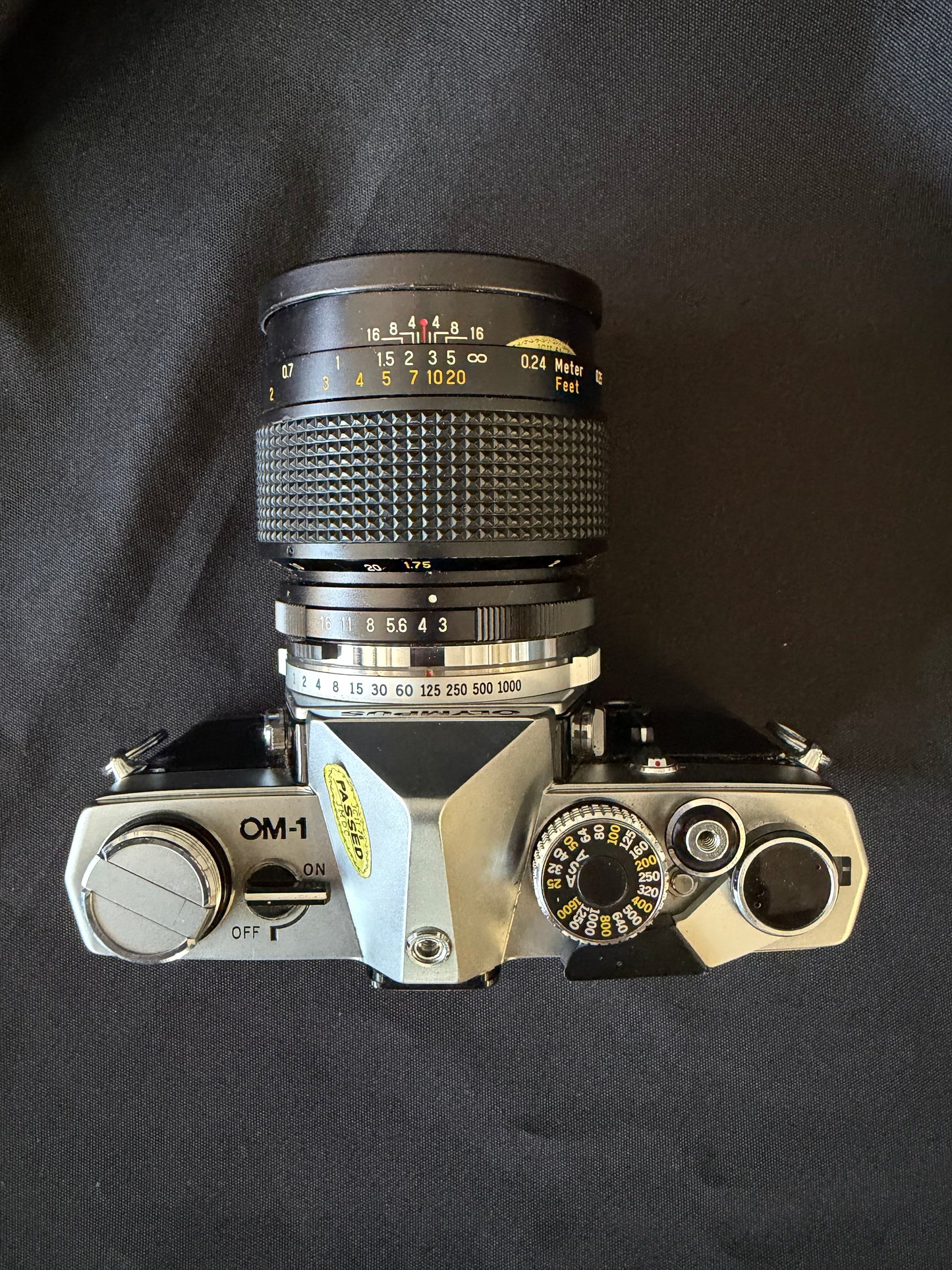 Olympus OM-1 Film Camera – Silver with 55mm Macro Lens