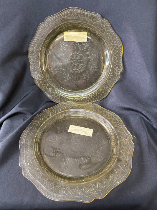 Depression Glass Amber Plate - set of 2