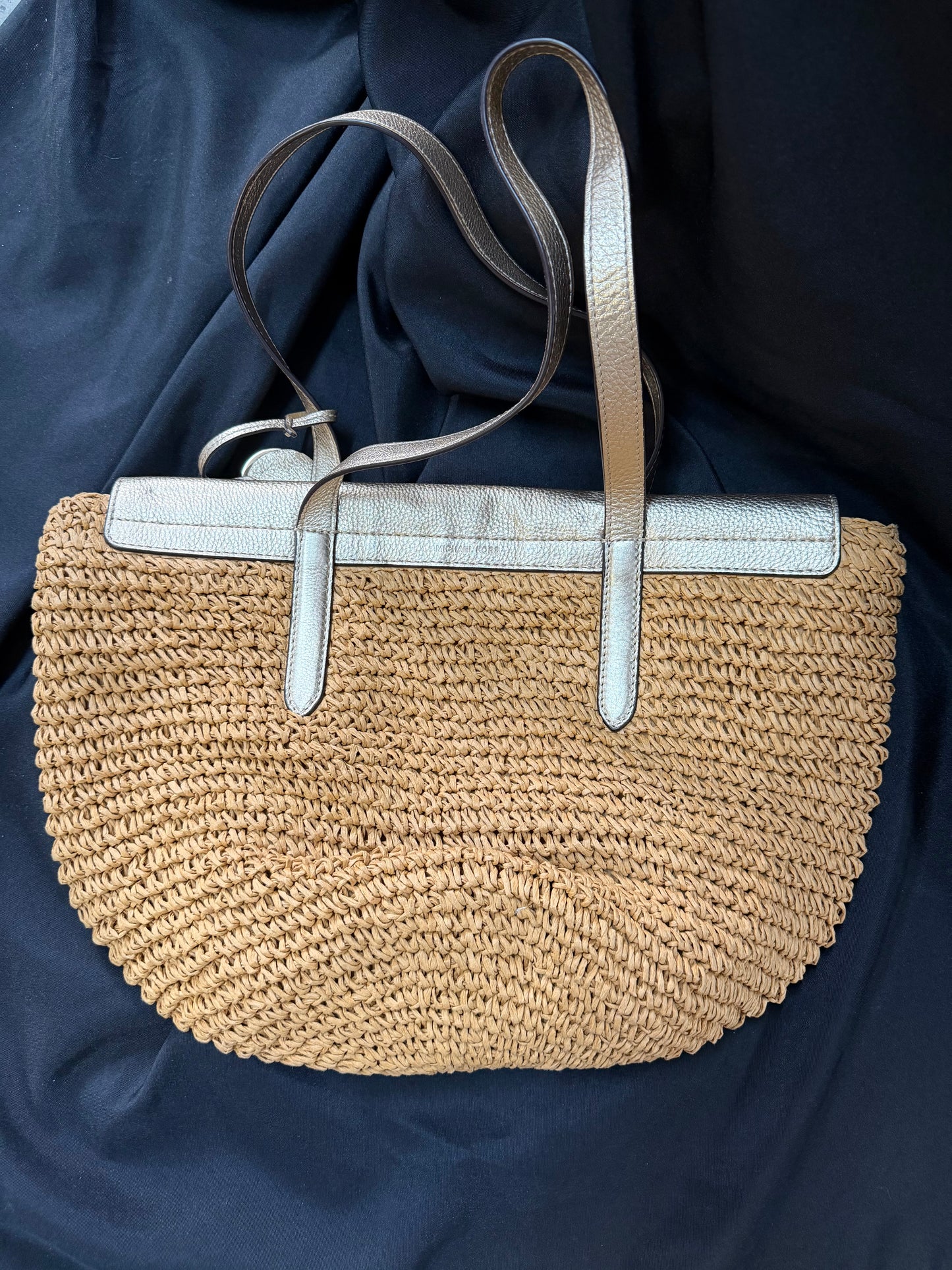 Michael Kors Naomi Large Tote — Woven Straw with Leather Straps