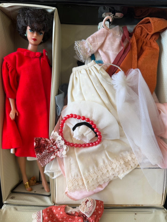 1962 Mattel Barbie "Enchanted Evening" Doll Case w/ Silken Flame Barbie Doll & Dresses