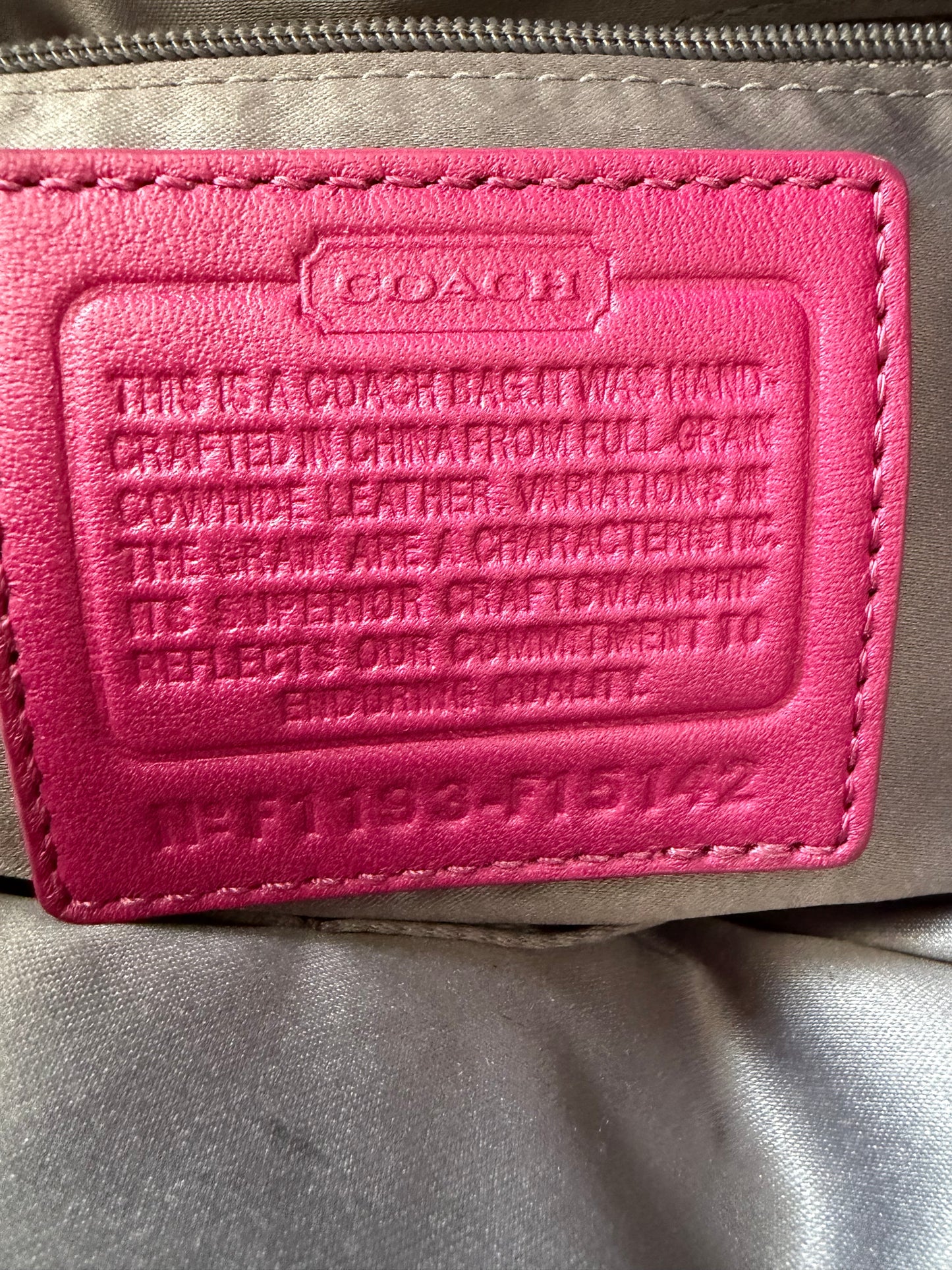 Coach Stitched Signature C Berry Pink Leather Tote Bag