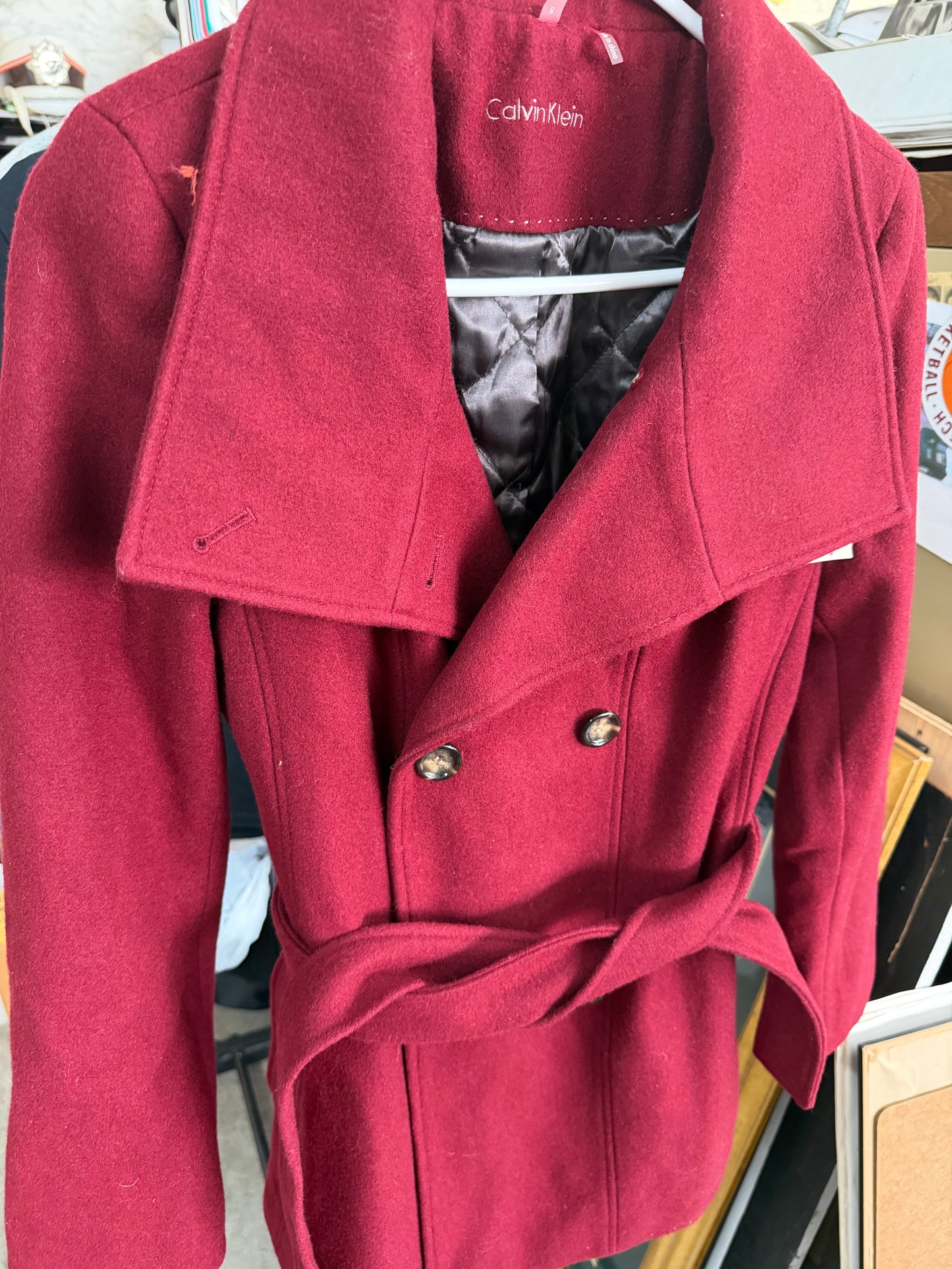 Red Wool Calvin Klein Coat Jacket