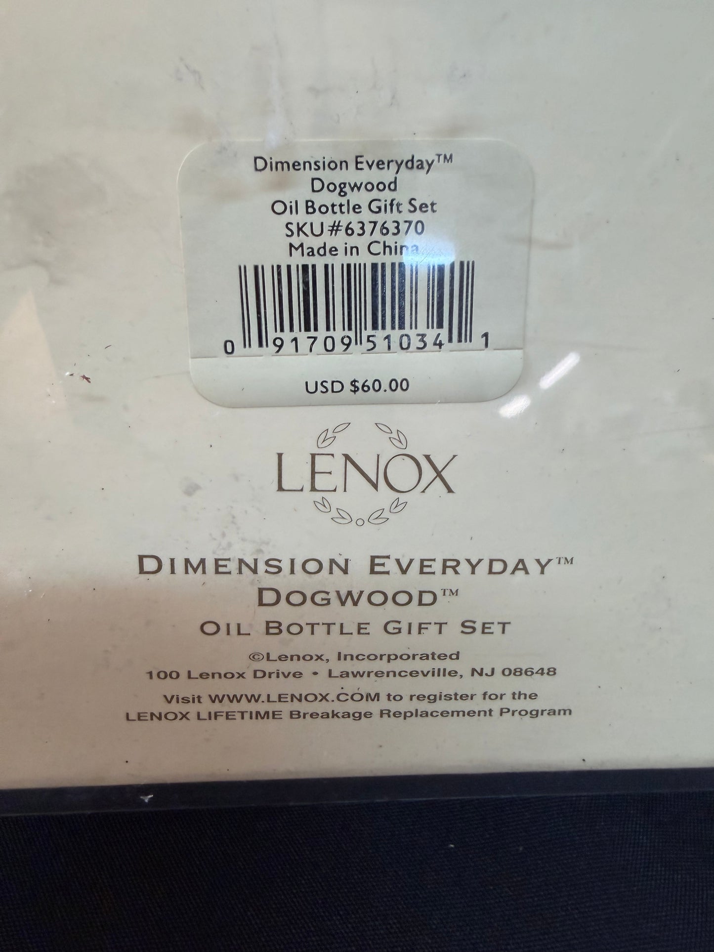 Lenox Dimensions Everyday Thistle Oil Bottle 6-Piece Gift Set — In Original Box