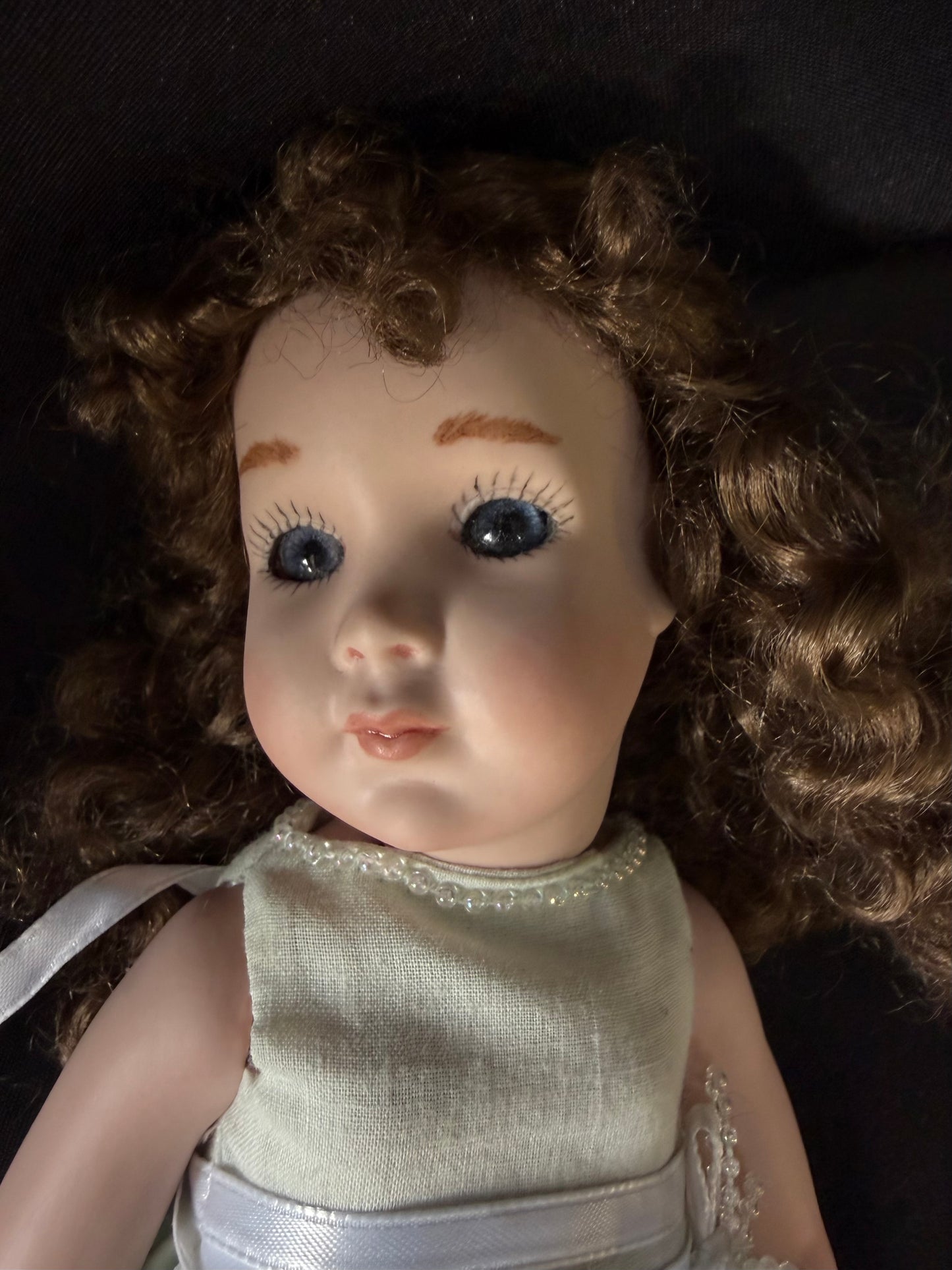 Vintage Grace C Rockwell Porcelain Doll - Light Green Dress Made in Germany