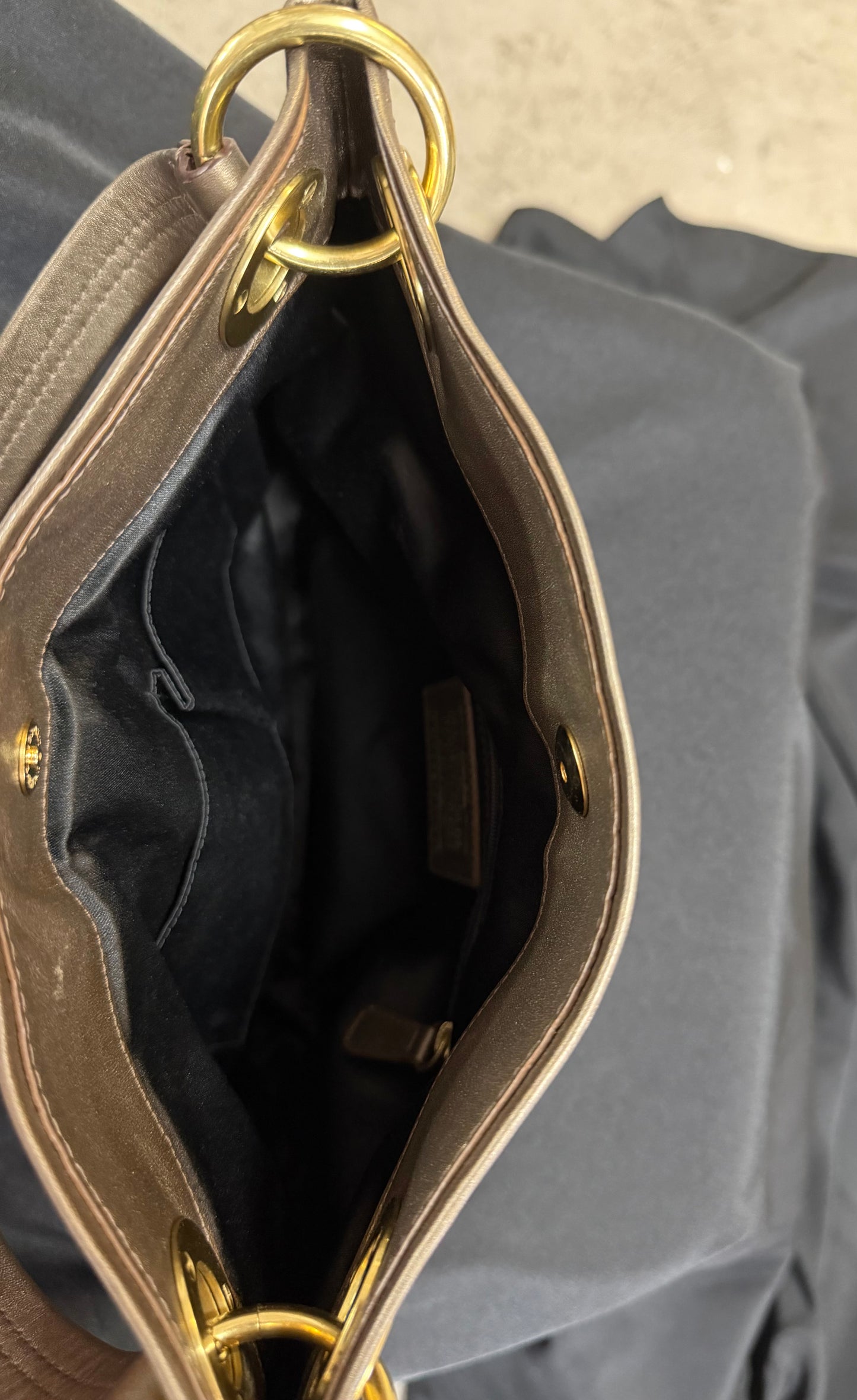 Coach Ashley Leather Hippie Shoulder Bag – Bronze Metallic (F17605)