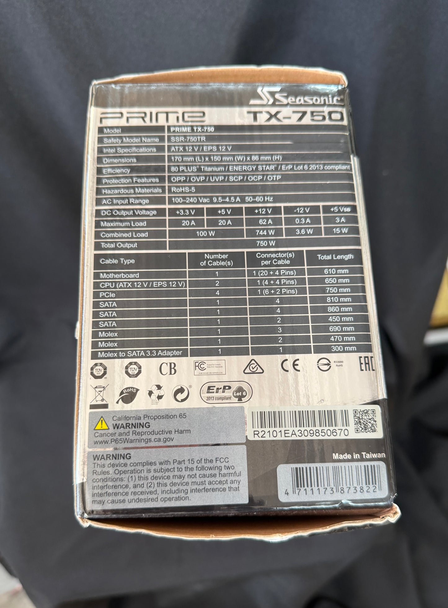 Seasonic PRIME TX-750 80 PLUS Titanium Power Supply