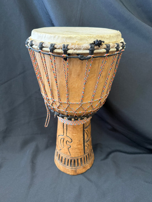 Hand Carved Wooden Rope-Tuned Djembe Drum — 20"