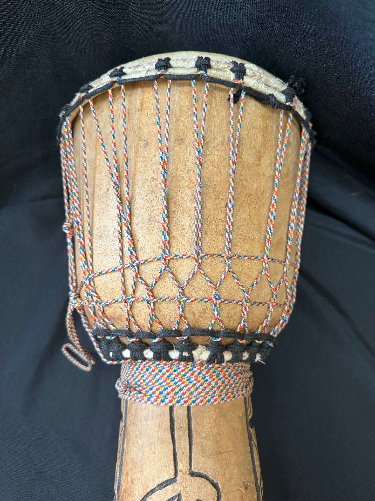 Hand Carved Wooden Rope-Tuned Djembe Drum — 20"