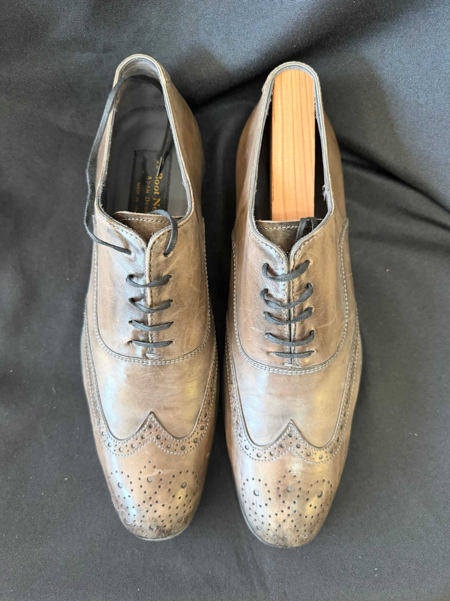 To Boot New York — Adam Derrick Oxford Wingtip in Gray/Brown Leather