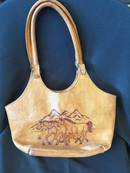 American West - Leather Purse, Horse Design