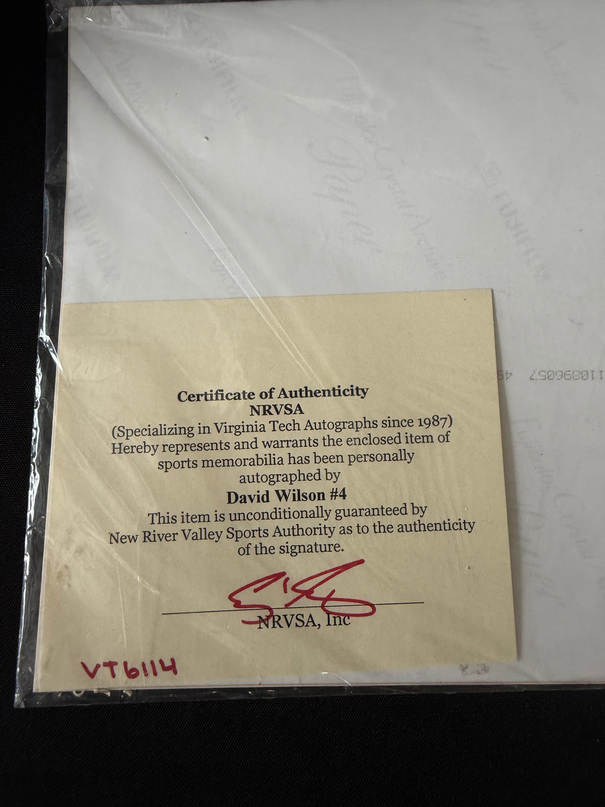 David Wilson #4 — Autographed Picture (NRVSA Certified)