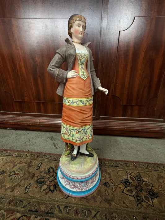 Vintage Porcelain Figurine - Woman in Dress (~19")