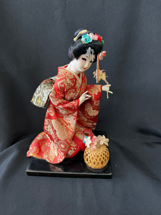 Vintage Japanese Geisha Doll — Red & Gold Kimono by Nishi & Co.