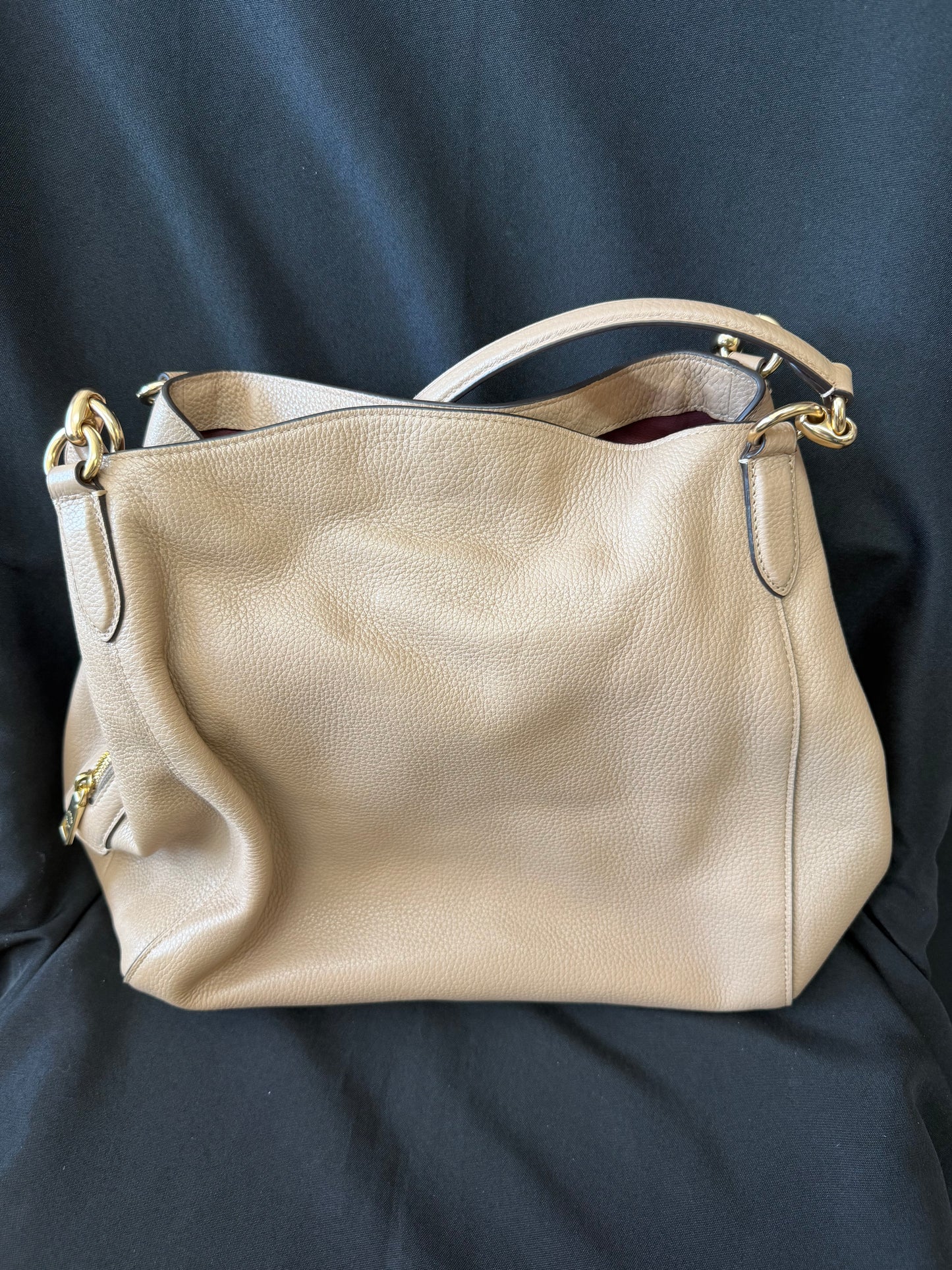 Coach — Edie Shoulder Bag in Beige Leather