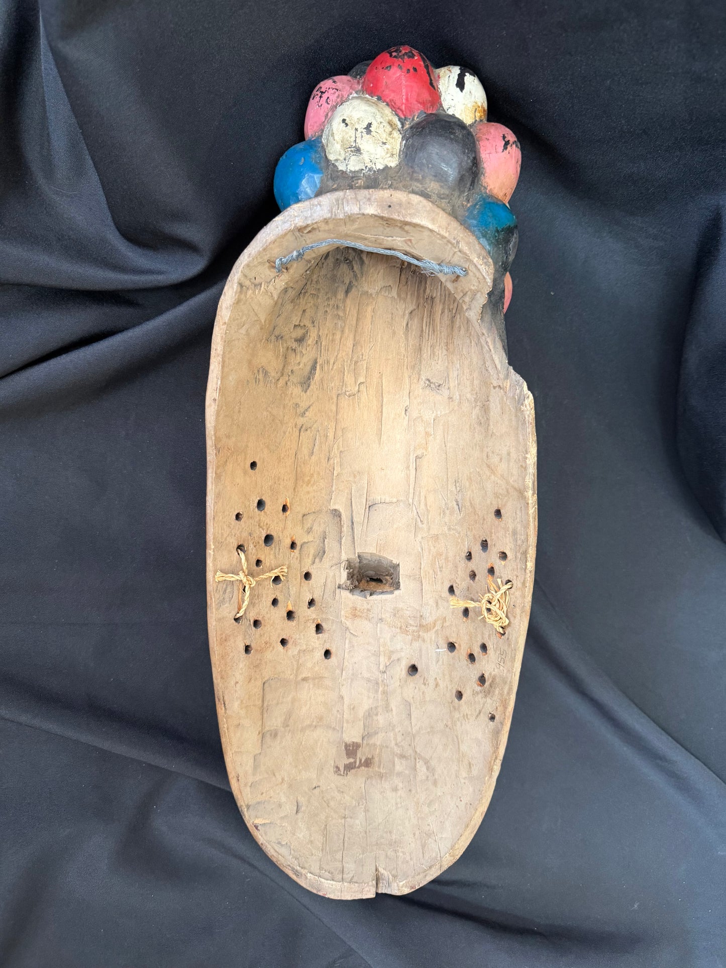Hand Carved Wooden African Mask — Wall Hanging, 21" x 8" (Unknown Origin)