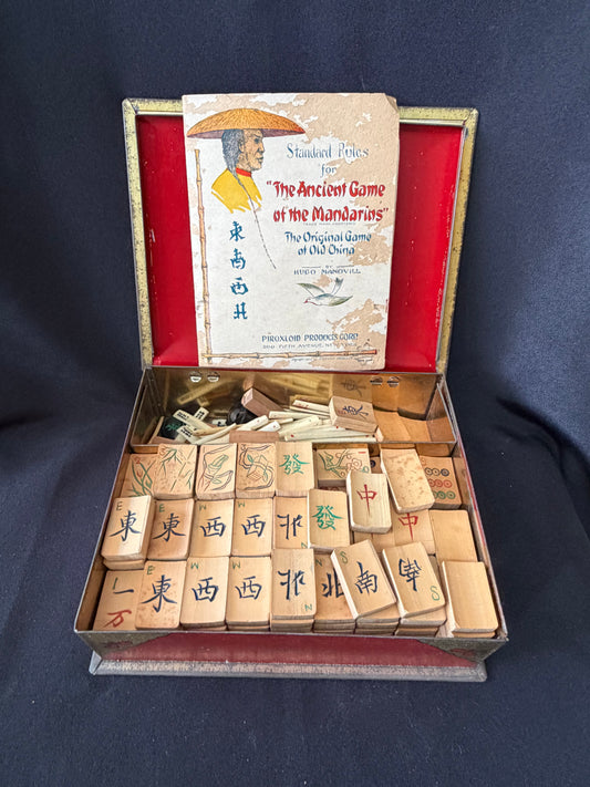 Vintage Mahjong Set — "The Ancient Game of the Mandarins" (1920s, Piroxloid Products Corp.)