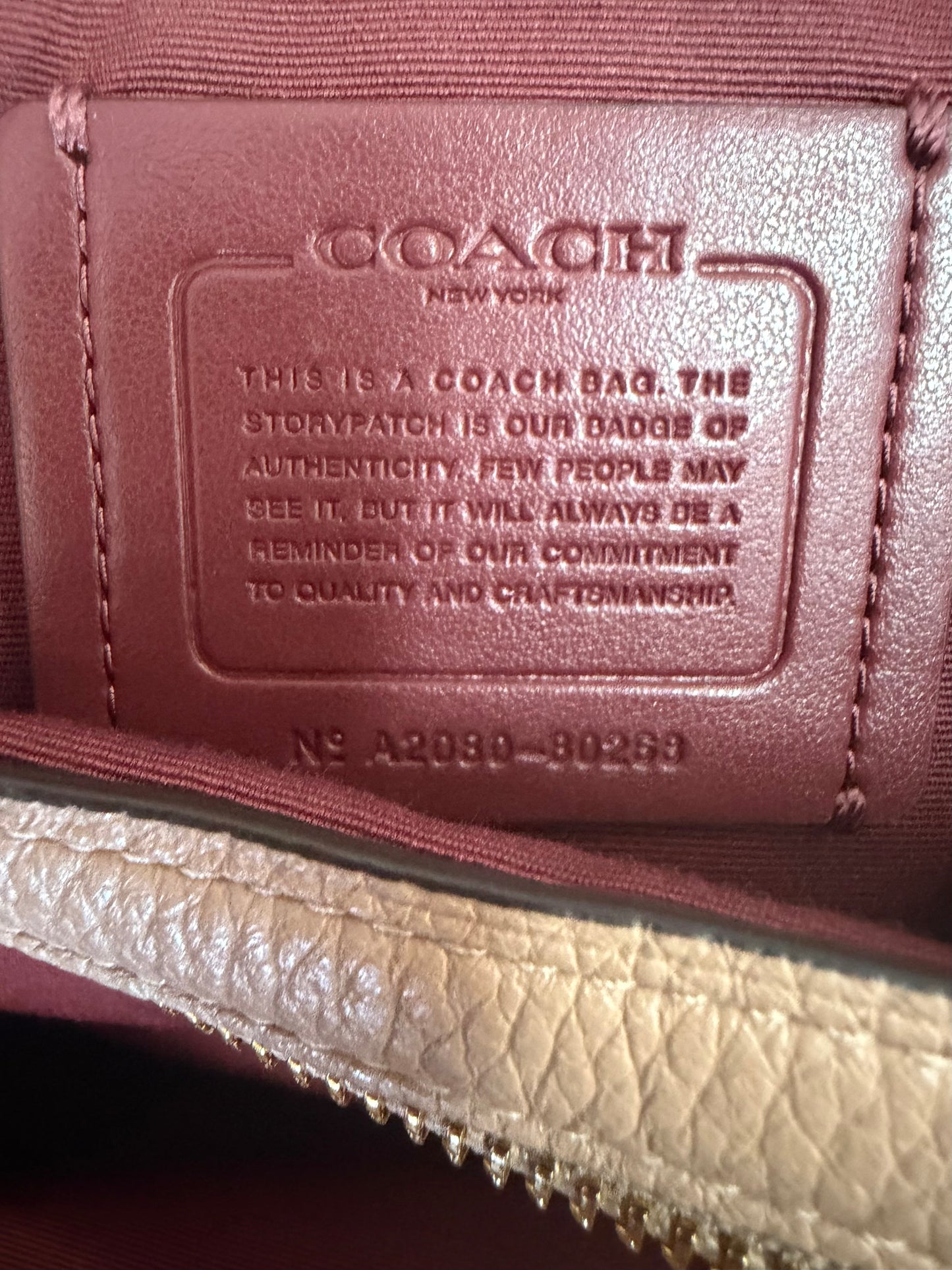 Coach — Edie Shoulder Bag in Beige Leather