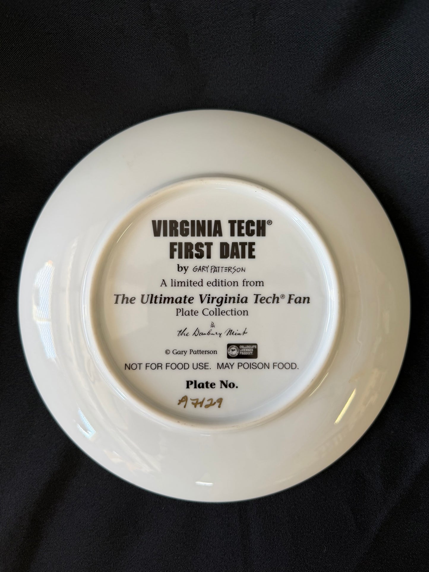 Virginia Tech "First Date" Porcelain Collectible Plate
