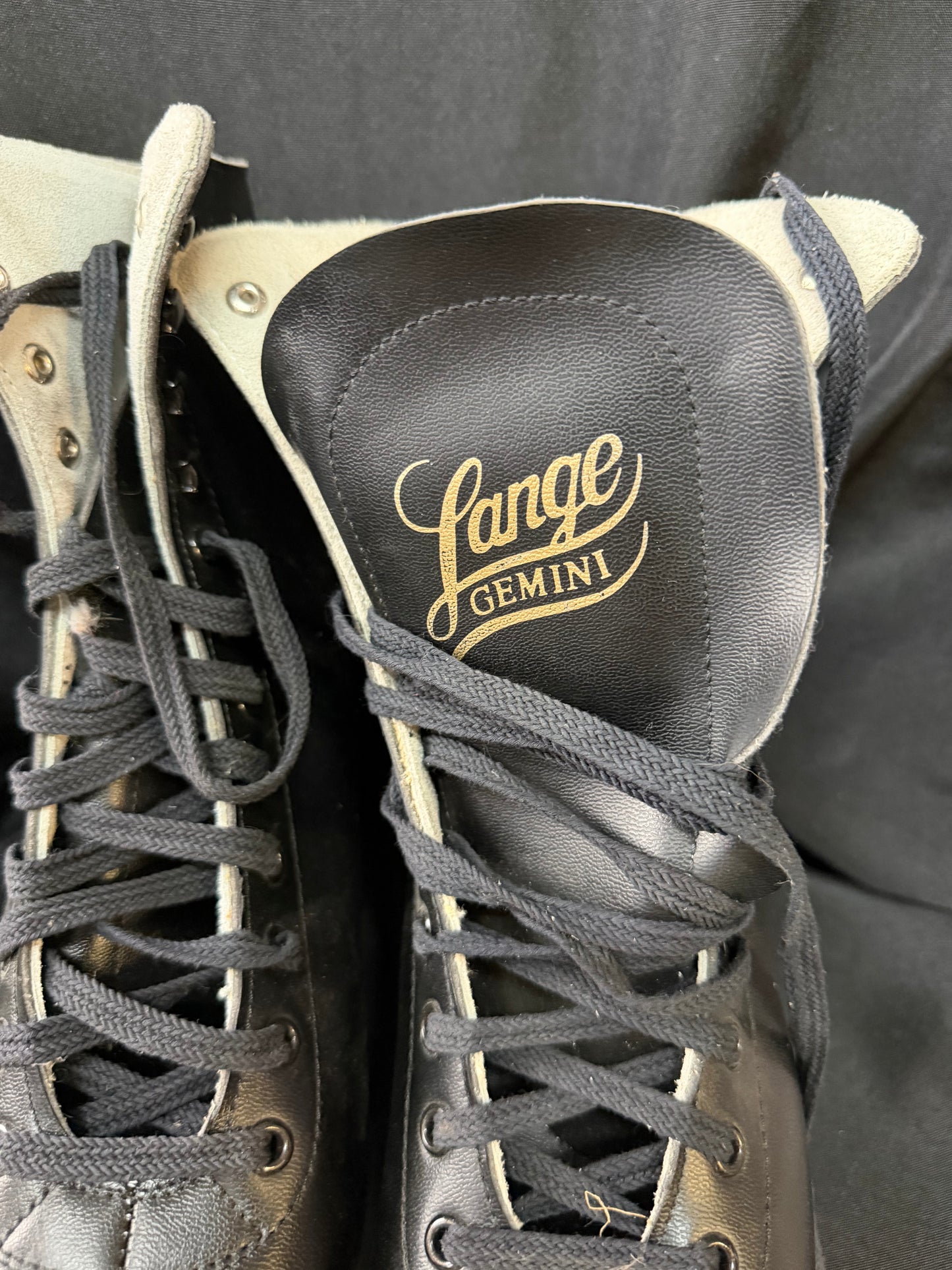 Vintage Lange Gemini Ice Skates – Black & White Figure Skates