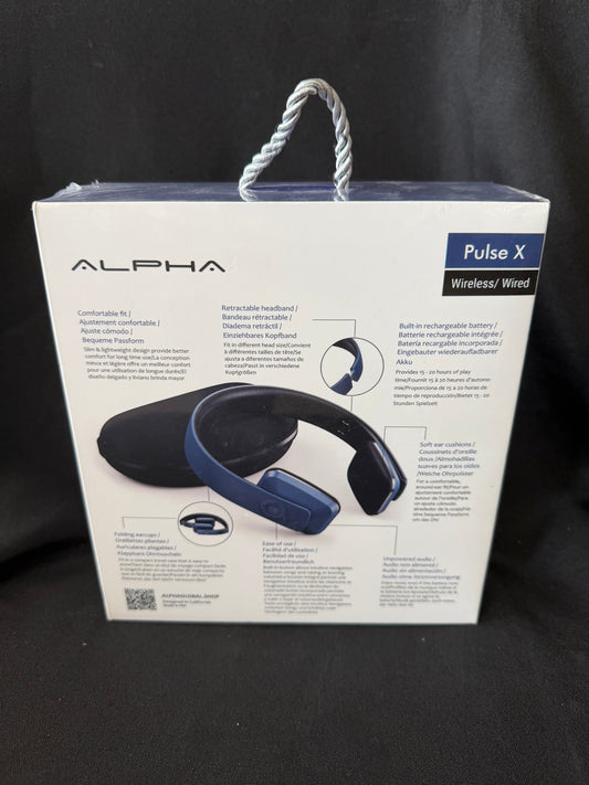 Alpha Pulse X Wireless/Wired Headphones — Blue (Brand New in Sealed Box)