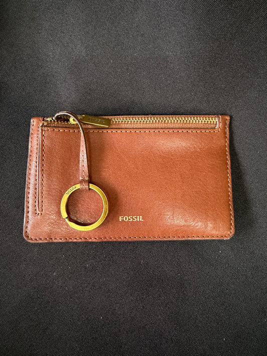 Fossil Logan Zip Card Case – Brown Leather