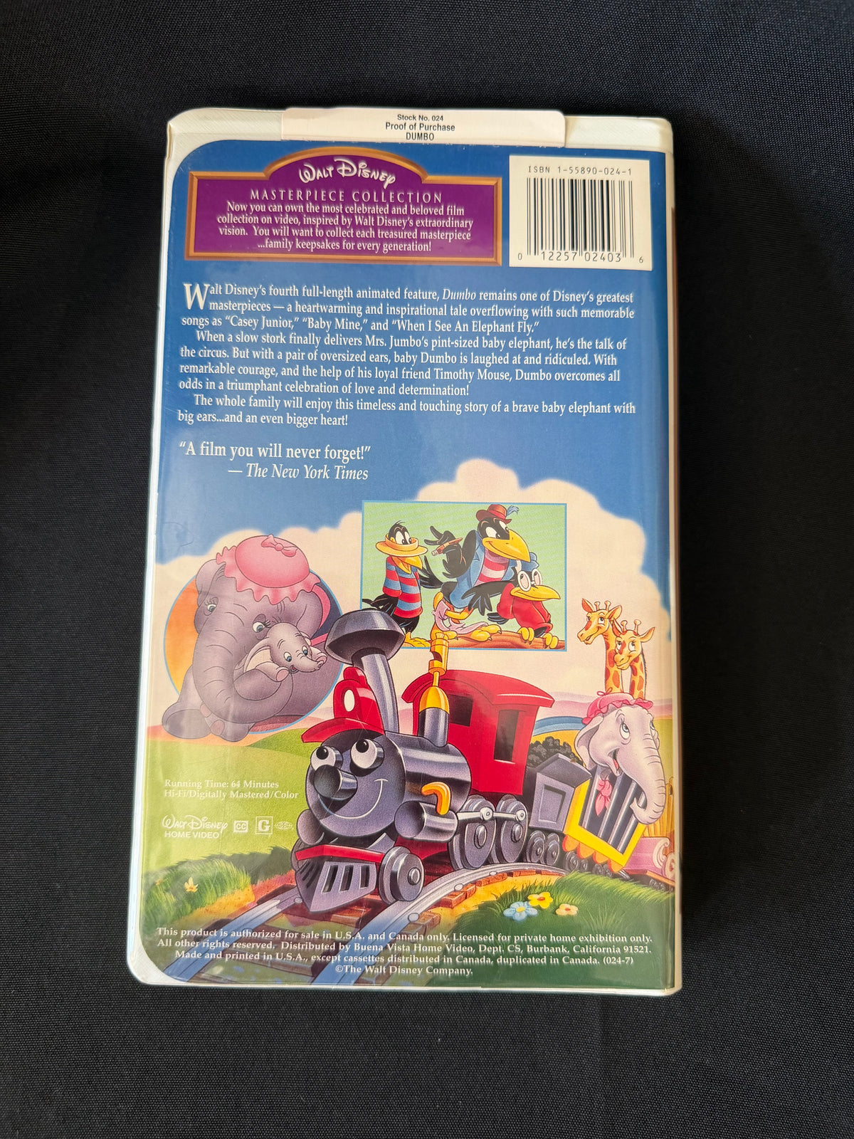 Walt Disney Masterpiece Collection Dumbo VHS Movie