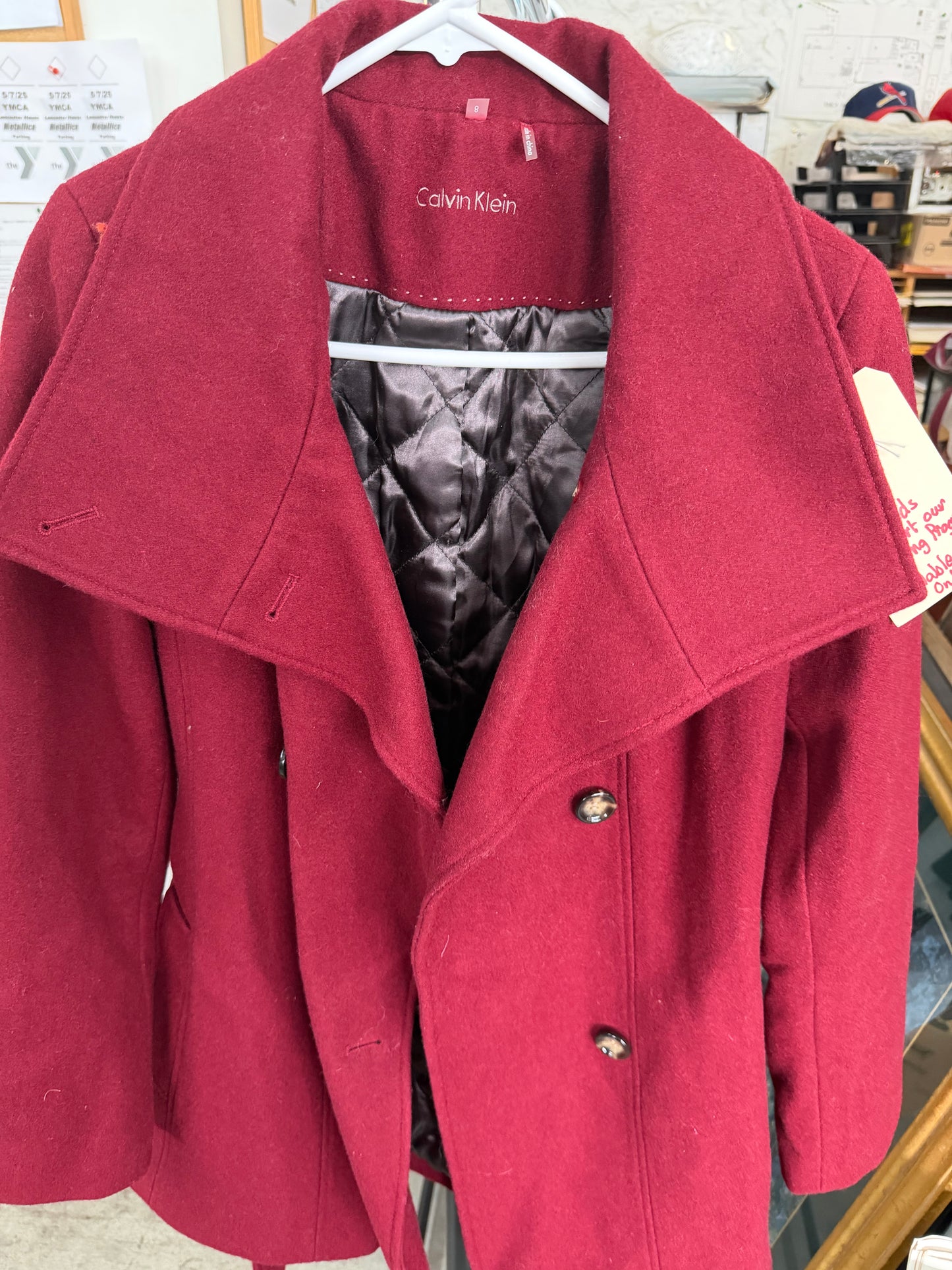 Red Wool Calvin Klein Coat Jacket