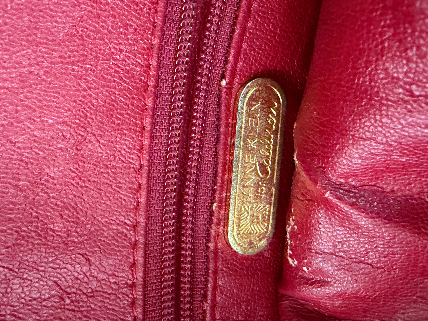 Vintage Anne Klein for Calderon Red Leather Shoulder Crossbody Purse