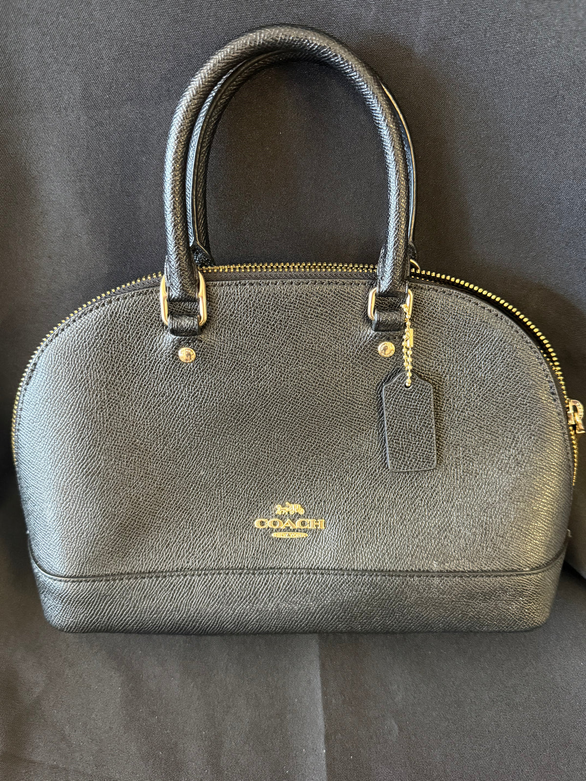 Coach — Mini Sierra Satchel, Black Crossgrain Leather, F27591