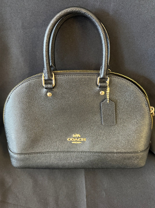 Coach — Mini Sierra Satchel, Black Crossgrain Leather, F27591