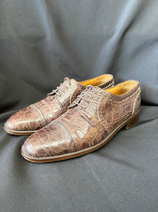 Zelli — Genuine Crocodile Leather Oxford Shoes (Style #1495, Size 8.5)