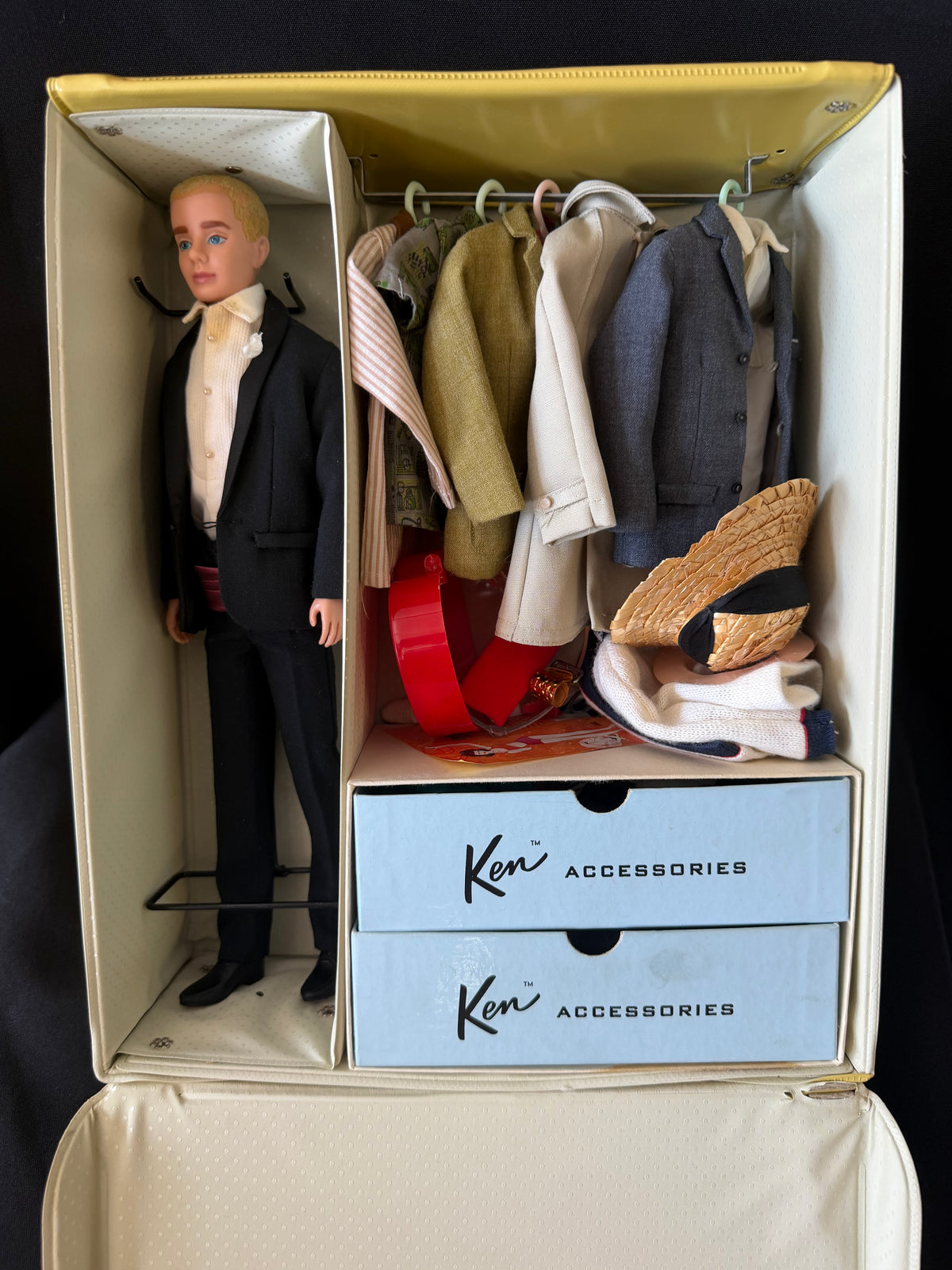 1962 Mattel Ken Carry Case - with Ken Tuxedo Outfit #787 & Accessories