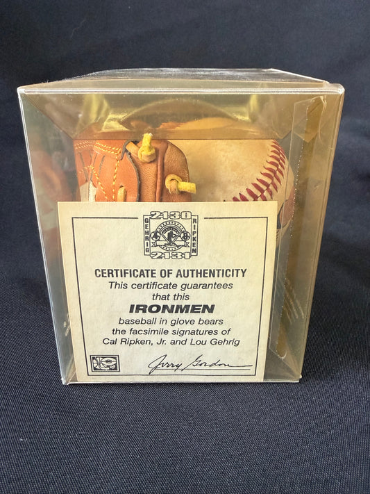 IRONMEN Cal Ripken Jr. & Lou Gehrig Baseball & Glove with Facsimile Signatures