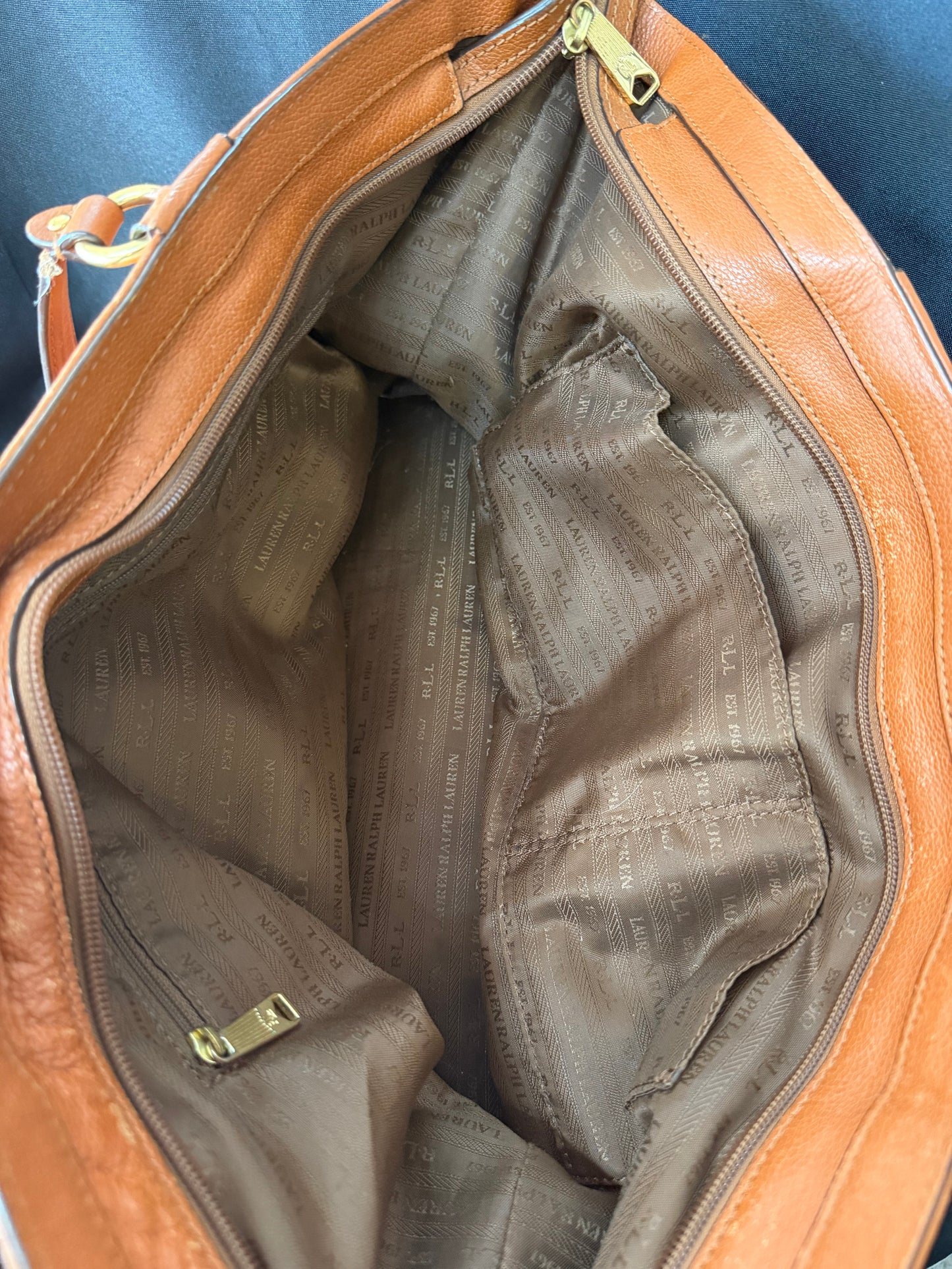 Lauren Ralph Lauren Large Leather Marcy Satchel — Brown