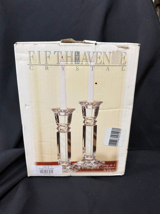 'Lucerne' Set of 2 - 10" Candle Holders 24% Lead Crystal