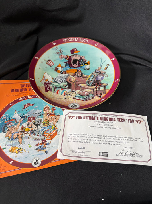 Danbury Mint - the Ultimate Virginia Tech Fan Plate (23k gold trimmed)