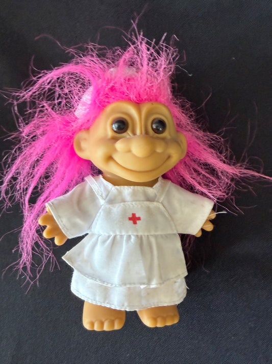 Set of 2 Russ Berrie Troll Dolls — “Lucky Nurse” & Dressed