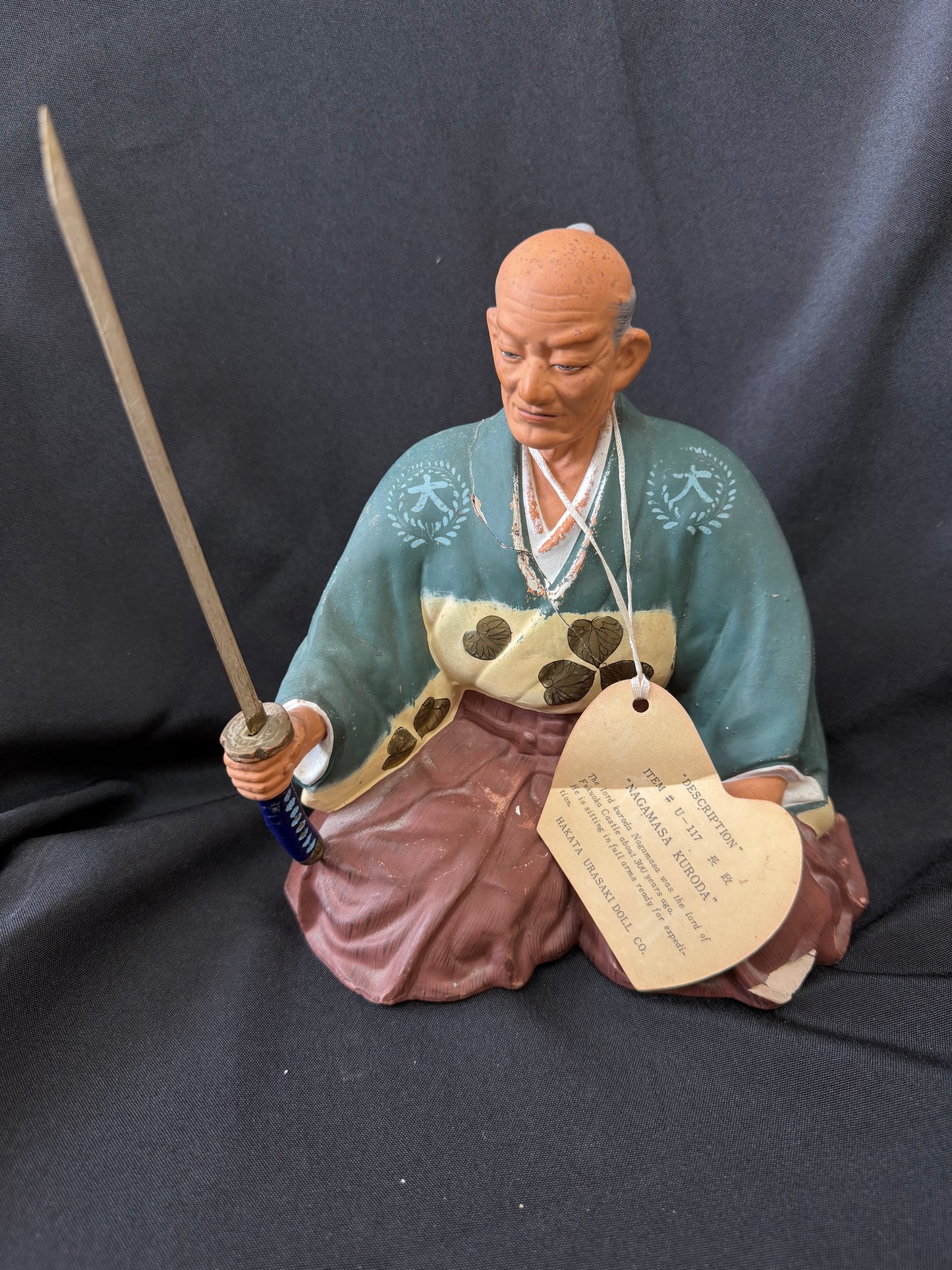 Hakata Urasaki Doll Co. — "Nagamasa Kuroda" Clay Statue (#U-117)
