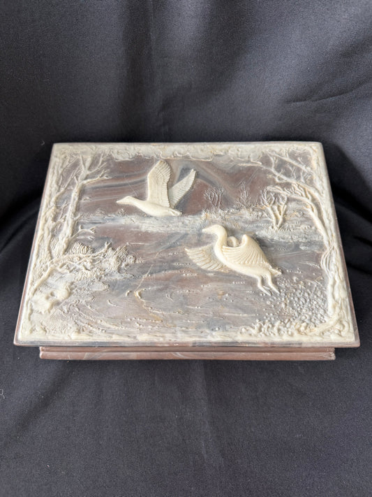 Incolay Stone Jewelry Box - Two Birds (Made in USA)