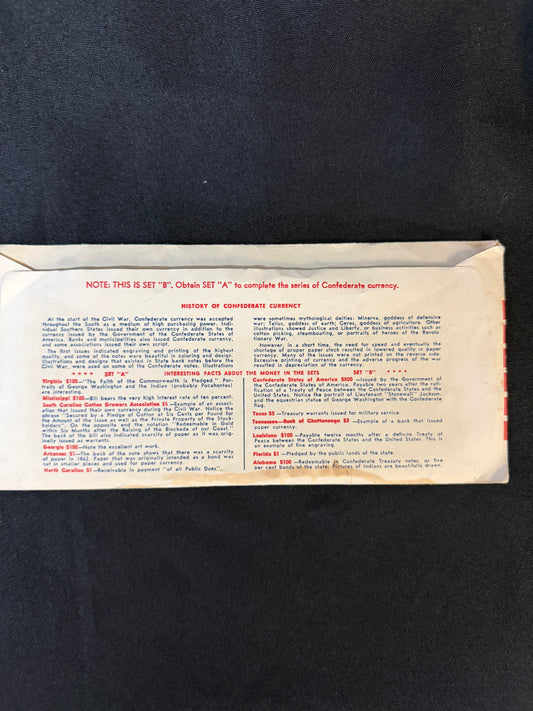 Vintage Antiqued Reproductions Confederate Currency Bills Set B