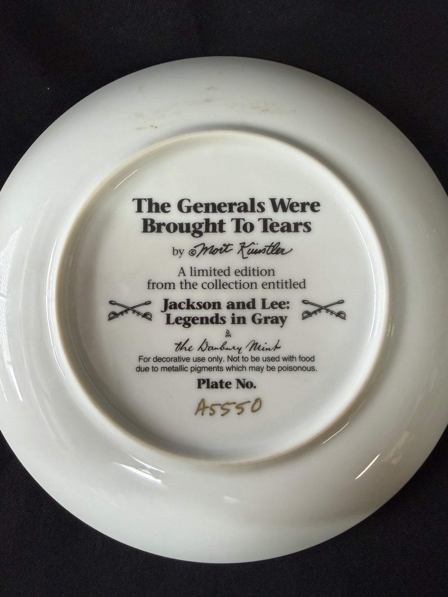 Danbury Mint Collectibles Plate: "The Generals were Brought to Tears"