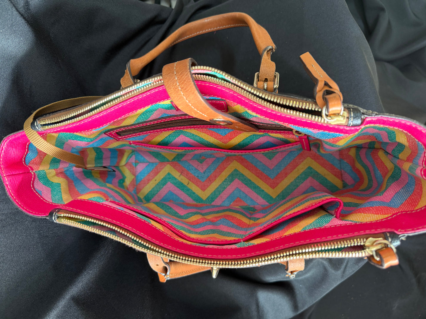 Dooney & Bourke Miller Satchel — Black Leather Double Zipper Bag
