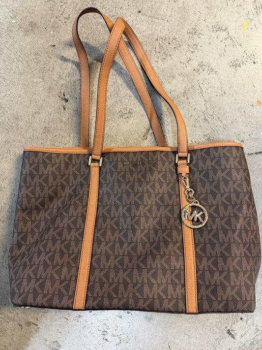 Michael Kors Large Temple Tote Bag — Brown Monogram Canvas