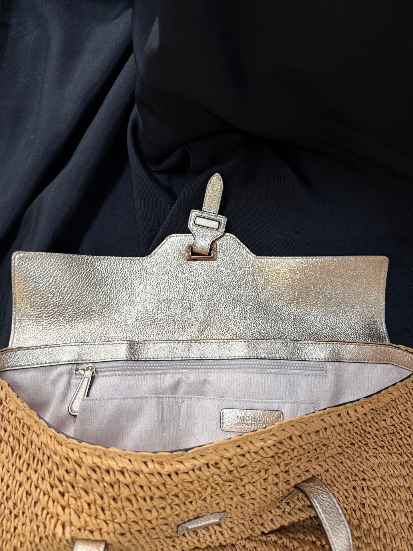Michael Kors Naomi Large Tote — Woven Straw with Leather Straps