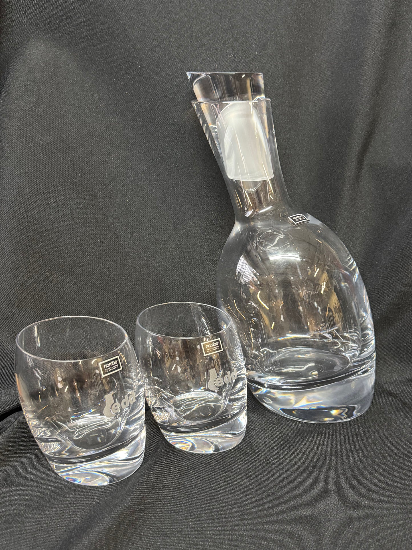 Nambé Tilted Lead Crystal Decanter & Glasses Set