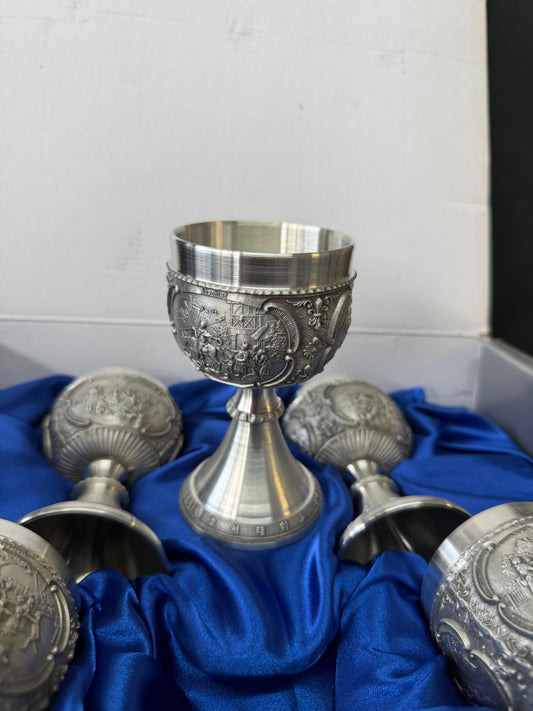 Fusion Pewter Silver Goblets (Set of 5)