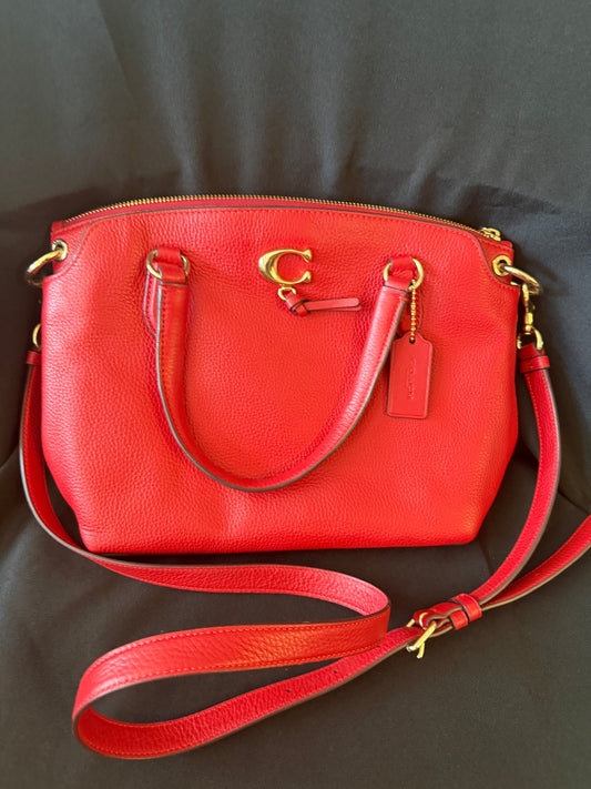 Coach — Remi Satchel Crossbody Shoulder Bag (Red Pebbled Leather, No. 1317)